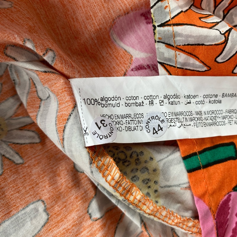 Zara Orange Floral Short Sleeve Dress with Pink & White Flowers - Picture 4 of 4